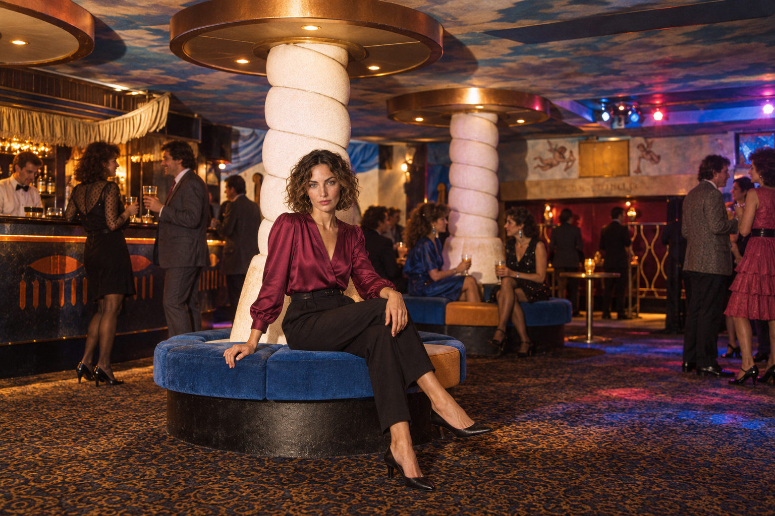 1983-inspired reimagining of the lounge and spiral columns